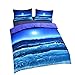 Sleepwish Deep Sleep Duvet Cover Set Home Textile Moon and Ocean Bedding Cool 3D Vivid Print Soft Blue Bed Spread King Size