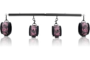 CLADELE Spreader Bar Heavy Duty Stainless Steel Expandable Home Gym with 4pcs Furry Purple Adjustable Strap,Sports Aid Training Fitness Gear Pilates Aid Kit,Yoga Set