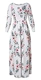 Womens Floral Empire Maxi Dress,Alcylane Women's 3/4 Sleeve Vintage Retro Long Maxi Dres