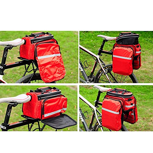 CamGo Bike Rear Seat Bag Waterproof Bicycle Rack Trunk Pannier Portable Frame Bags with Raincoat/Lengthened Shoulder Strap (Blue)