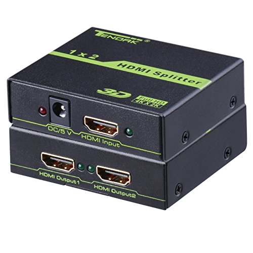Tendak HDMI Splitter 1 in 2 out HDMI Splitter Amplifier for Dual Display Support Ultra HD 4K x 2K, 3D, Full HD 1080P for Amazon Fire TV Apple TV PS3/4 Xbox Blu-ray