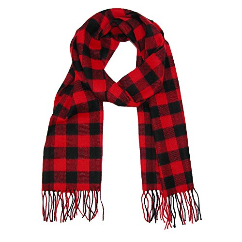 David & Young Softer Than Cashmere Buffalo Plaid Winter Scarf, Red
