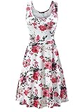 FENSACE Women's Sleeveless Scoop Neck Summer Beach Midi Party Dress (Small, 17020-8)