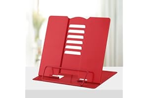Honagu Book Stand Metal Desk Book Holder, Book Holders for Reading Hands Free, Adjustable Cookbook Documents Holder, Portable