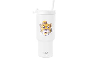 Simple Modern Officially Licensed Collegiate LSU Tigers 30 oz Tumbler with Flip Lid and Straws | Insulated Cup Stainless Steel | Retro Vault Collection | Louisiana State University