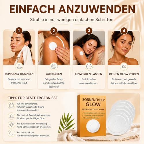 Pack of 30 Sun Free Glow Patch, Sreless Tanning Nano Microneedle Patch, Self-Tanning Sticker, Activates the Body's Own Melanin Production for Even and Long-Lasting Complexion (3 Box)