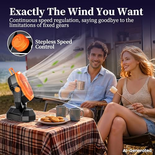 AJVV Camping Fan with Light, Remote and Oscillation, Battery Powered Hanging Tent Fan, Rechargeable Portable for Camp, Outdoor, Emergencies, Fishing, RV Travel, Jobsite