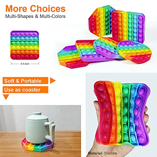 Pop Fidget Toy,Push Pop Bubble Fidget Sensory Toy for Kids Adults Interactive Games,Silicone Autism Special Needs Stress Anxiety Relief Toys Novelty Gifts for Girls Boys (3-Pack Rainbow)