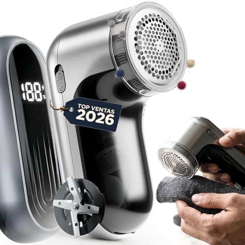 PMR SHOP® Premium Electric Lint Remover | Clothes Lint Remover with LED Display | USB-C Rechargeable | 6 High Precision Blades | Ball Remover for Clothes and Furniture