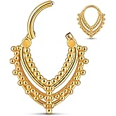 Twolobes Septum rings hoops,1pc 16G/8mm Nose Ring Surgical Stainless Steel snake Jewelry Clicker Cartilage Earring Hinged Segment Daith Piercing Gold/Silver
