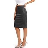 BDQING Women's Faux Suede Midi Pencil Skirt