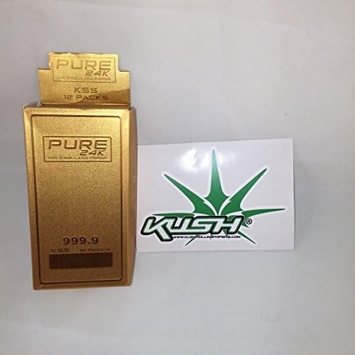 Pure 24kTM Gold Rolling Papers King Size Display of 12 Packs, 2 Sheets Per Pack + Limited Edition Kush Sticker