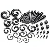 PiercingJ 42 Pieces Acrylic Gauge Kit Spiral Tapers and Plugs 12G-00G Ear Stretching Starter - 21 Pairs