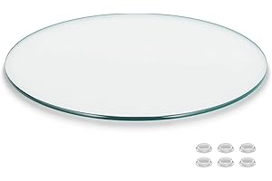 THE BETTER BEVEL Better Bevel 20" Inch Round Glass Table Top | Tempered Glass Protector | Anti-Slip Pads/Bumpers | Coffee, Dining Table