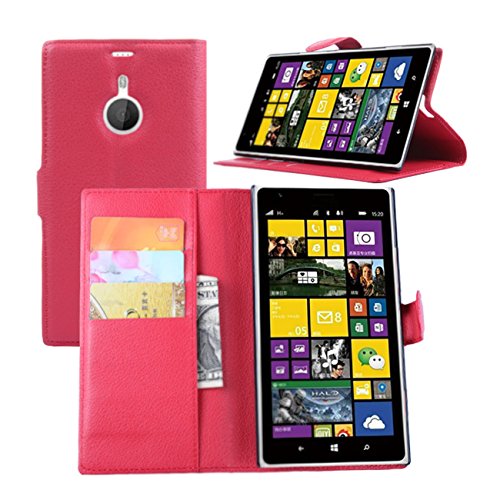 Premium Leather Wallet Flip Bracket Case Cover for Nokia Lumia 1520 (Wallet - Red)