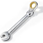 zhax 10mm Metric Flex-Head Ratcheting Combination Wrench, 72-Tooth, Cr-V | 12 Point Box End, 5&deg; Swing, Mirror Polished, 180&deg; Flexible Head for Tight Spaces, Industrial Grade Gear Spanner