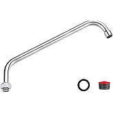 G3/4 Internal Thread Commercial Faucet Swivel Spout Replacement: 14“ Add-on Swing Nozzle Spout - Chrome Polished Spout Replacement Part For Commercial Kitchen Sink Faucet - 1.8gpm/ 2.2gpm Aerator