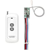Mini Relay Wireless Switch, 433Mhz Remote Control Relay Switch, 984FT Long Range, DC 6V 12V 24V 1CH Channel Relay Wireless Secure RF Transmitter and Receiver kit, Momentary Toggle Latched Mode