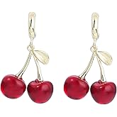 wsycoo Cherry Drop Dangle Earrings - Funny Fruit Earrings for Women - Hypoallergenic, Jewelry
