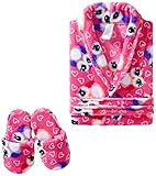Sleep & Co Little Girls' Owl Robe With Slippers Set, Hot Pink, 2T