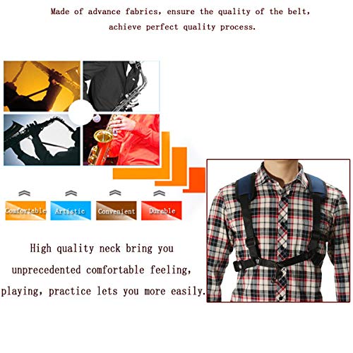 Saxophone Double Shoulder Sax Leather Strap Adjustable Universal Tenor Baritone Sax Saxophone Harness Shoulder Strap Hook