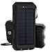 Solar Charger, 8000mAh Rain-Resistant Solar Power Bank, Portable Shockproof Solar Cell Phone Chargers, Dual USB Port Backup Power Pack with Strong LED Flashlights Compass For Outdoor Use (Black)