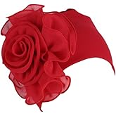 YYAOJHAO Chemo Turban Hats for Women - Elastic Flower Beanie Headwrap Caps Solid Color Grate for Cancer Hair Cover