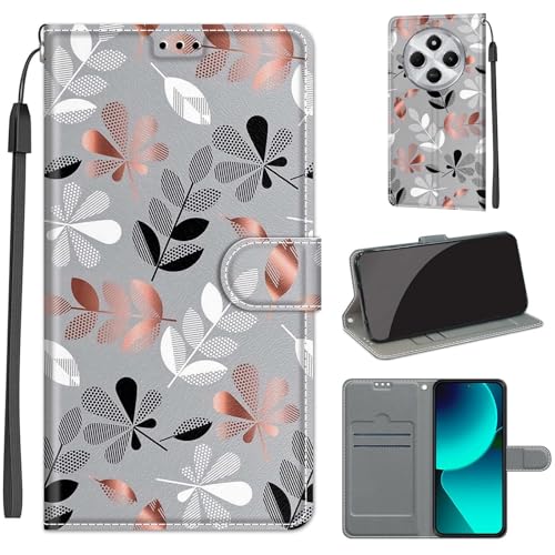 ChoosEU Case for Xiaomi Redmi 14C / Redmi 14C Leather Case with Protective Flip Folio Case Anti-Shock Case Drawings for Girl Boy Case Wallet Cover for Redmi 14C / Redmi 14C - Leaf
