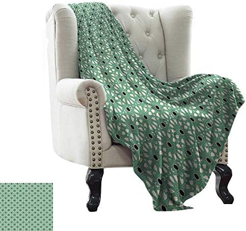 LsWOW Pattern Blanket Moroccan,North African Inspired Arabic Oriental Star Pattern with Complex Lines,Sea Green Cream Black Soft, Fuzzy, Cozy, Lightweight Blankets 35"x60"