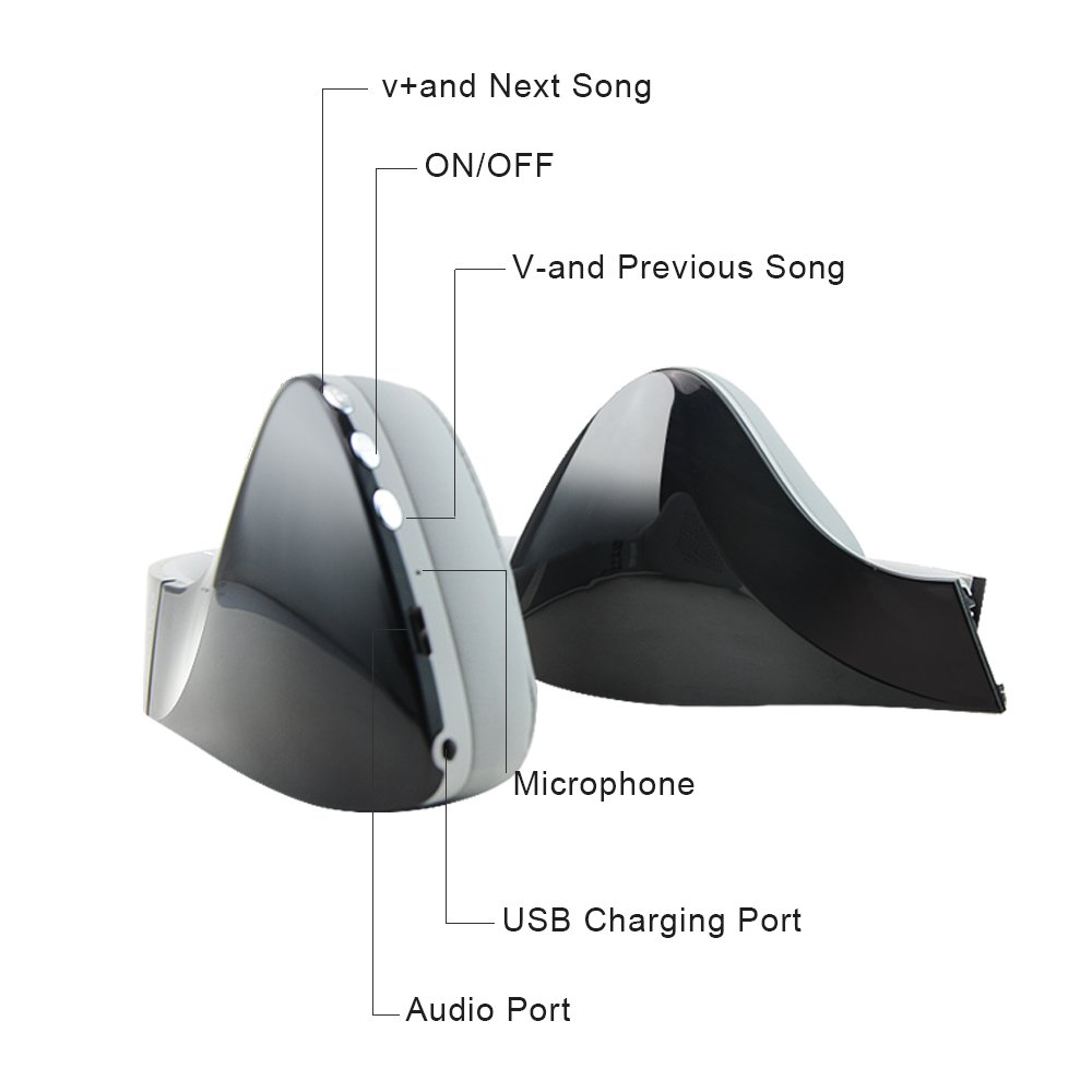 Wireless Bluetooth Headphones Over Ear, wireless sport bluetooth headset, Folding design PC stereo headphone with mic and Soft Memory-Protein Earmuffs--SUOYANA (Black)