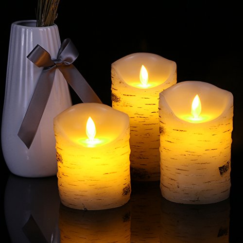 Artmory Flameless Candles Flickering, Birch Bark Battery Operated