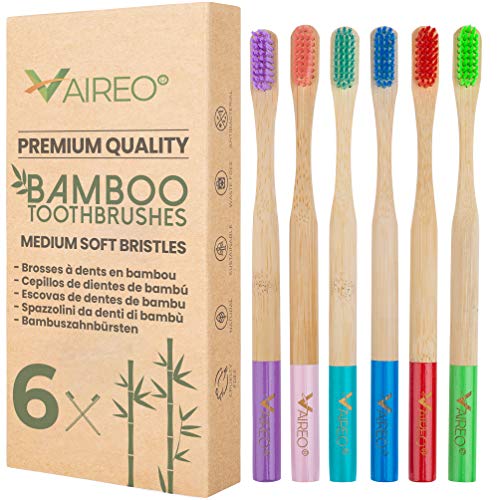 VAIREO Bamboo Toothbrushe - Soft Bristles Wooden toothbrushes - Organic Wooden Toothbrushes - 100% Natural , Eco…