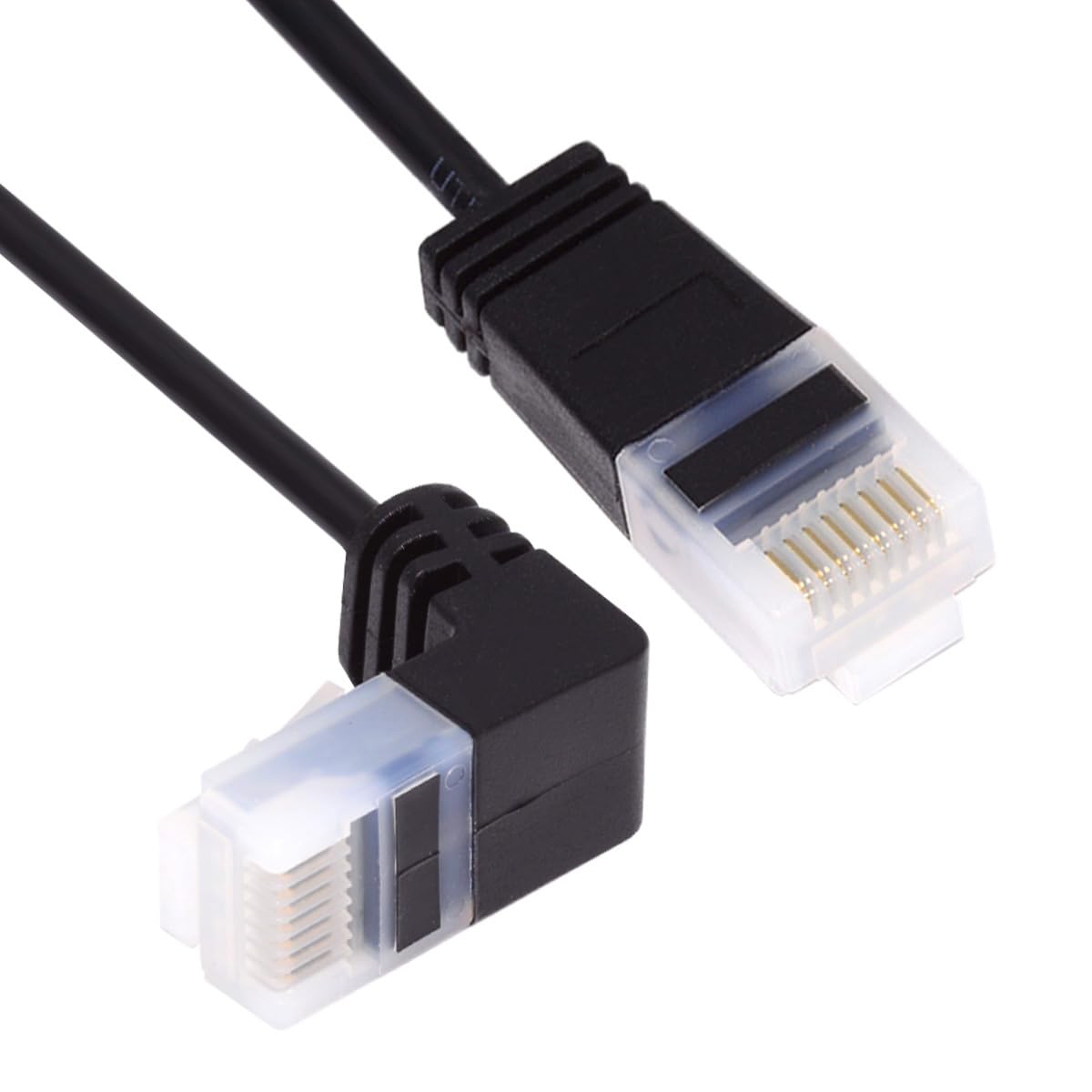 CY Ultra Thin Slim Cat6 Ethernet Cable RJ45 Down Angled UTP Network Cable Patch Cord 90 Degree Cat6a Lan for Laptop Router TV BOX