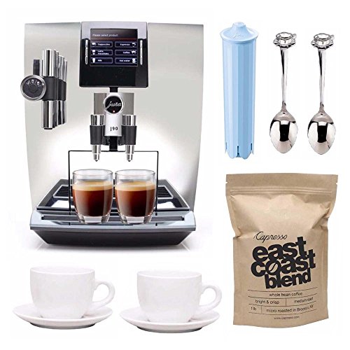 Jura 15142-JURA Impressa J90 Super Fully Automatic Espresso Machine (Chrome) Includes 2 Ceramic Cups, Jura Cartridge, Whole Bean Coffee and Demi Spoon