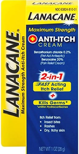 Lanacane Maximum Strength Anti-itch Cream, 2in1 Fast Acting Itch Relief and Kills Germs, 1 oz