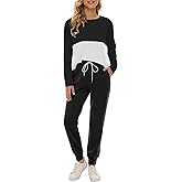 Fengbay Two Piece Outfits for women,Long Sleeve Crewneck Pullover Tops And Pants Sweatsuits Lounge Set with Pockets