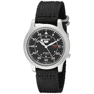 Seiko Men’s SNK809 Seiko 5 Automatic Stainless Steel Watch with Black Canvas Strap