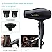 VASLON 1875W Lightweight Negative Ions Hair Blow Dryer with Concentrator Nozzle 2 Speed and 3 Heat Settings Cool shot button DC Motor