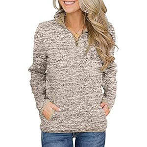 iWoo Casual sweatshirt met lange mouwen voor dames, met opstaande kraag, korte mouwen, korte mouwen, ritssluiting en…