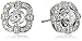 Platinum Plated Sterling Silver Swarovski Zirconia Antique Frame Halo Stud Earrings
