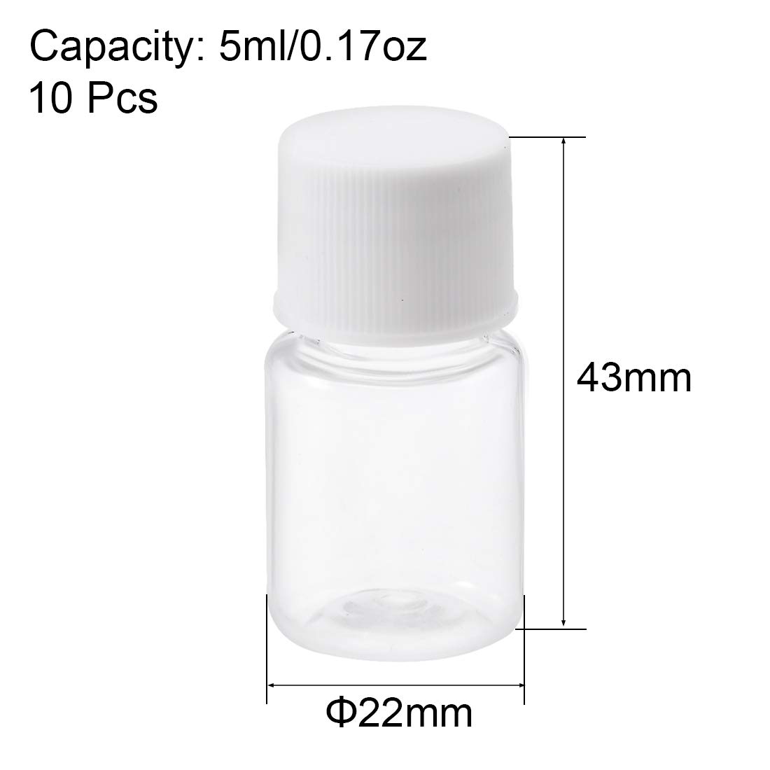 sourcing map Plastic Lab Chemical Reagent Bottle, 5ml/0.17oz Wide Mouth Sample Sealing Liquid Storage Container Transparent 10pcs - Image 3