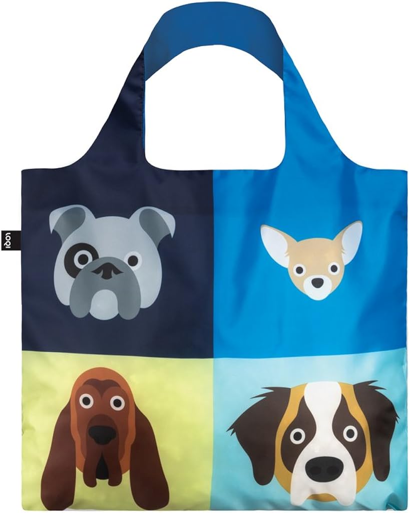 LOQI Artist Stephen Cheetham Dogs Canvas & Beach Tote Bag, 50 cm, 20 L, Multicolour