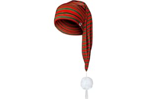 Christmas Sleeping Night Cap Striped Adjustable Long Cotton Hat with Pompom Xmas Holiday Party Supplies Xmas Daily Pajama Hat