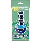 ORBIT Sweet Mint Sugar Free Chewing Gum, 3 Packs of 14 Pieces, (42 Total) | Smooth sweet mint sugar free gum, ready for after meals, busy days, travel, commutes and daily use, gift box, lunch box