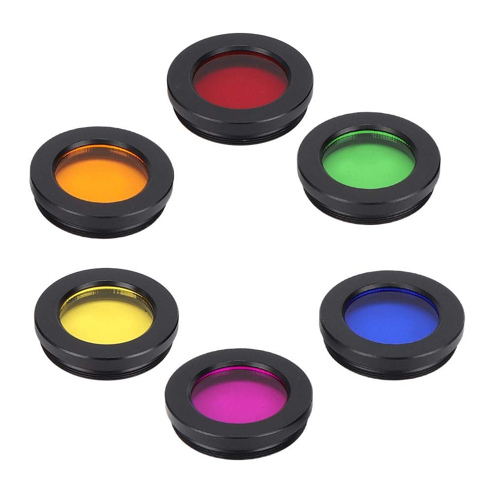 1.25 inches Telescope Moon Filter, 6 Color Filters Set Eyepieces Filters for Enhancing Definition and Resolution in Lunar Planetary Observation