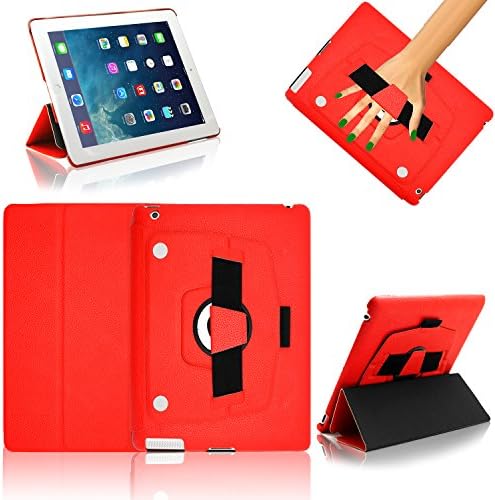 Gorilla Tech iPad Air 2 Case Cover, Protective Case with Elastic Hand Strap, Stand and Detachable Front Panel for convenient use, for iPad Air 2 (6th Generation), (Red)