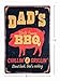 ERLOOD Warning BBQ Zone Vintage Tin Signs OutdoorRetro Metal Wall Poster Decorative Tin Sign 8 x 12 (DAD‘s BBQ)