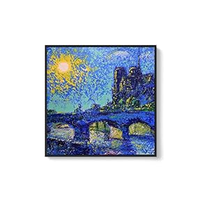 Framed Canvas Home Artwork Decoration Night Canvas Wall Art for Living Room, Bedroom - 16x16 inches