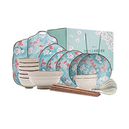ZXX-wr Magnolia Japonesa Juego De Cubiertos para Varias Personas Plato De Cerámica Plato De