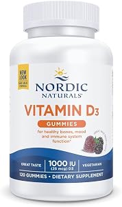 Nordic Naturals Vitamin D3 Gummies, Wild Berry - 120 Gummies - 1000 IU Vitamin D3, 1.4 mg Iron - Great Taste - Healthy Bones,